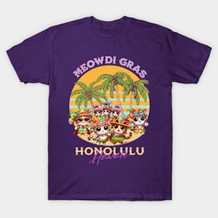 Cats carnival in Honolulu Hawaii Meowdi Gras T-Shirt